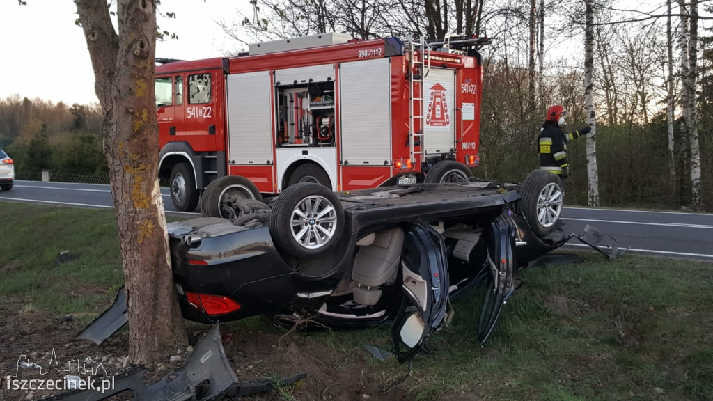 Dachowanie bmw na DK-11 pod Szczecinkiem