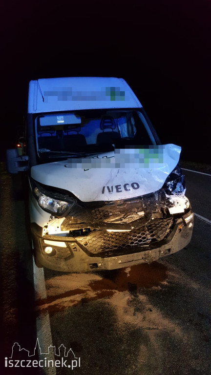Bus uderzył w dwa jelenie. Niebezpiecznie pod Białym Borem