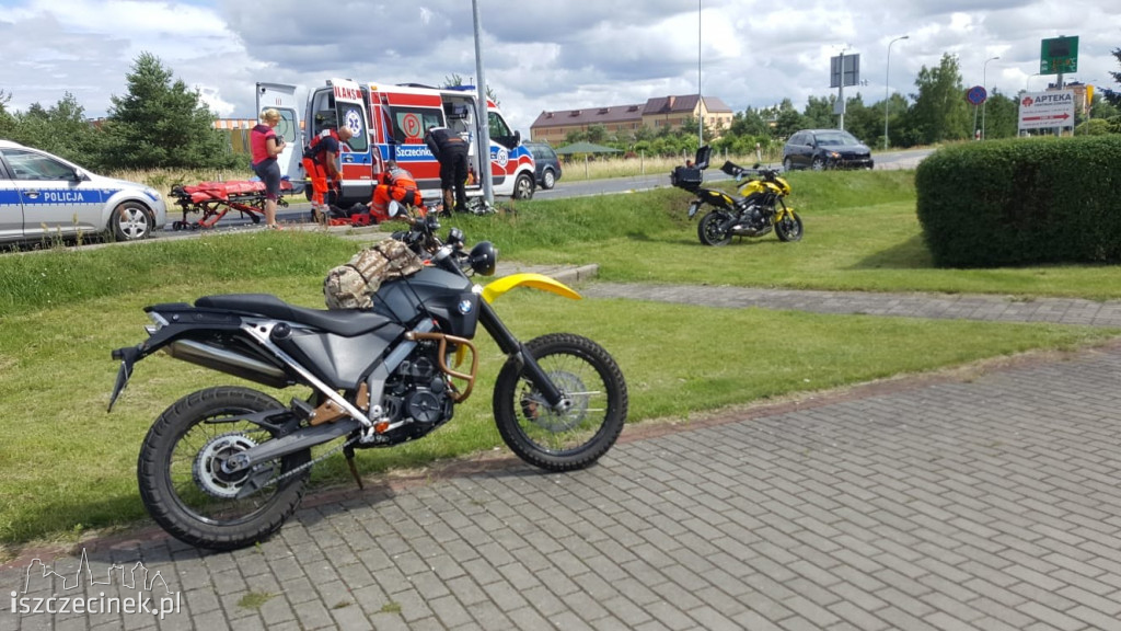 Wypadek motocyklisty w Białym Borze na krajowej 25. Motocyklista w szpitalu (zdjęcia)