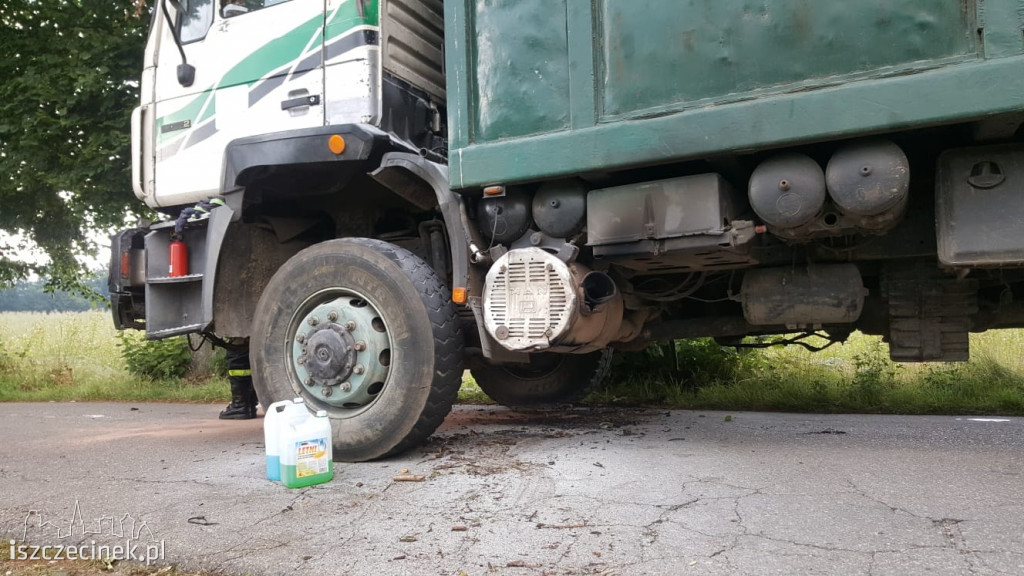 Pożar ciężarówki w gminie Barwice