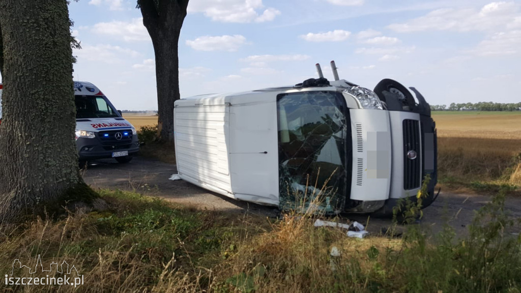 Wypadek auta firmy kurierskiej pod Lotyniem. Kierująca zabrana do szpitala