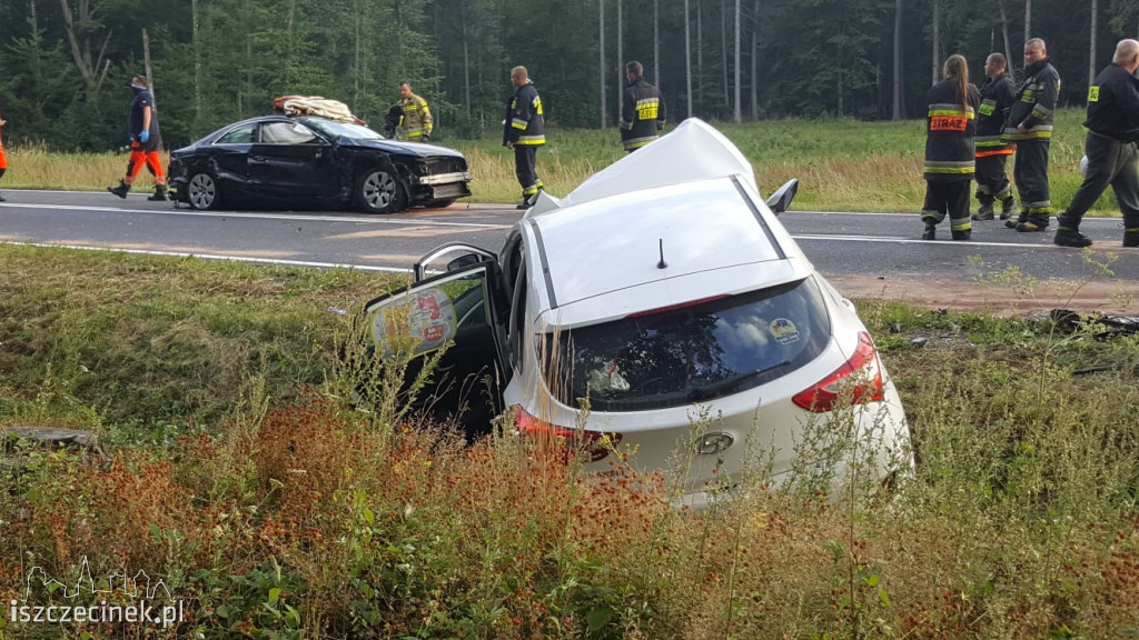 Wypadek na DK-11. Zderzenie trzech samochodów [ZDJĘCIA]