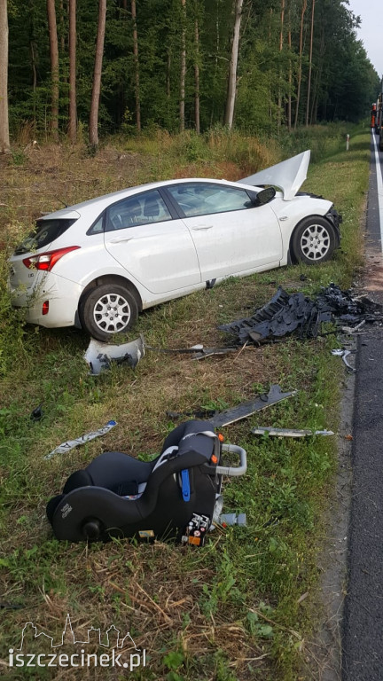 Wypadek na DK-11. Zderzenie trzech samochodów [ZDJĘCIA]