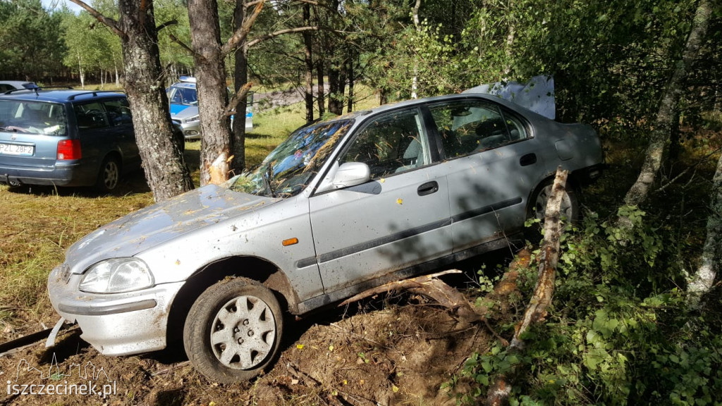 Honda uderzyła w drzewo. Młody kierowca zabrany do szpitala