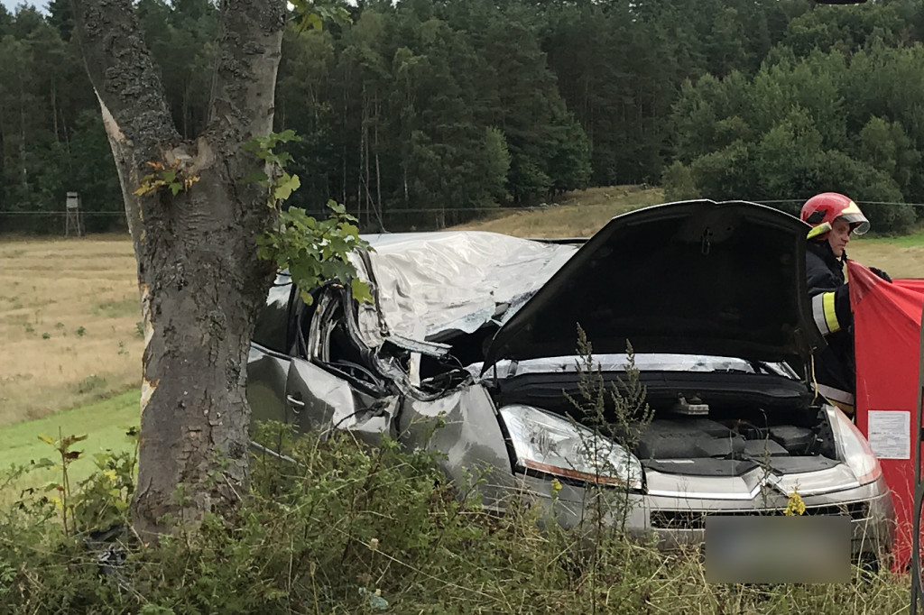 Groźny wypadek na pod Jeleniem (DK-20). Jedna osoba ranna
