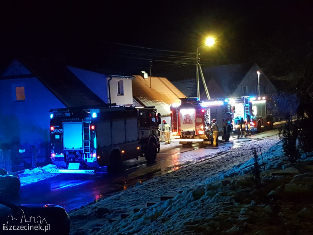 Pożar poddasza domu jednorodzinnego w Parsęcku