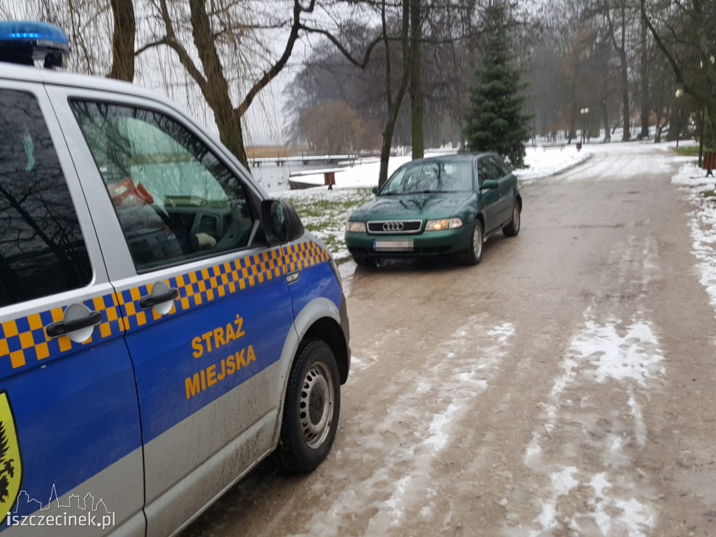 Najpierw dostał mandat za jazdę po parku, później roztrzaskał się na słupkach