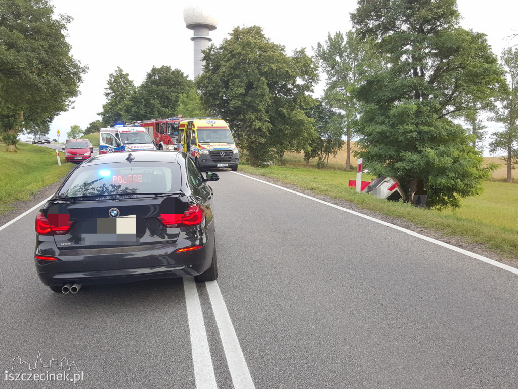 Auto uderzyło w drzewo. Jechała nim rodzina z dziećmi [ZDJĘCIA]