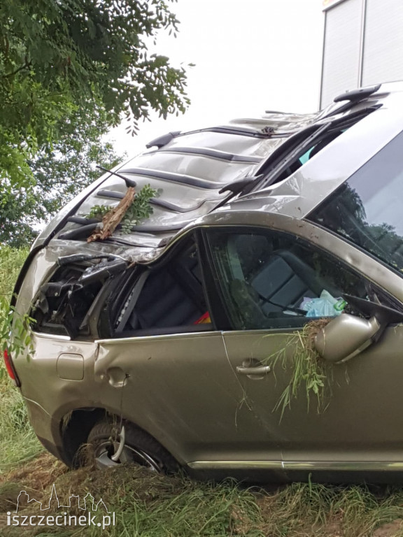 Auto uderzyło w drzewo. Jechała nim rodzina z dziećmi [ZDJĘCIA]