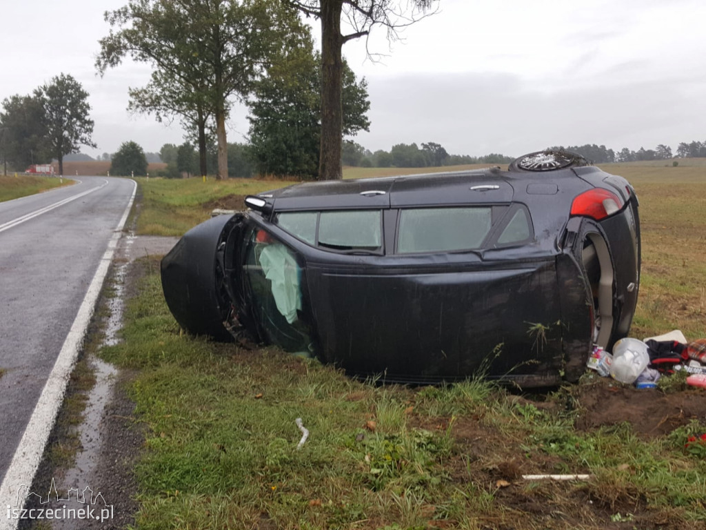 Groźnie na drodze. Osobówka uderzyła w drzewo