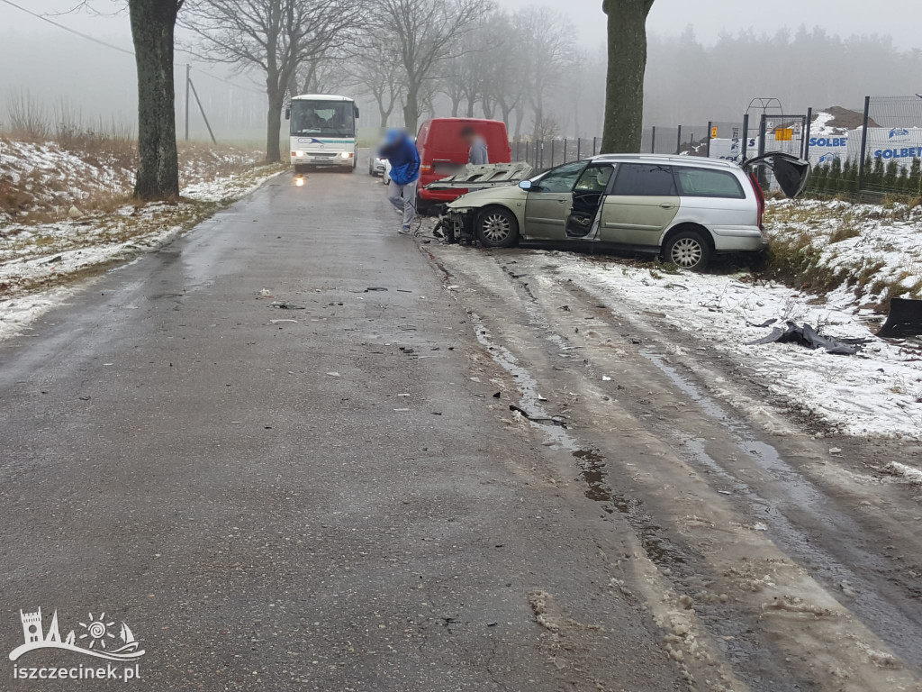 Zderzenie busa z osobówką pod Radaczem