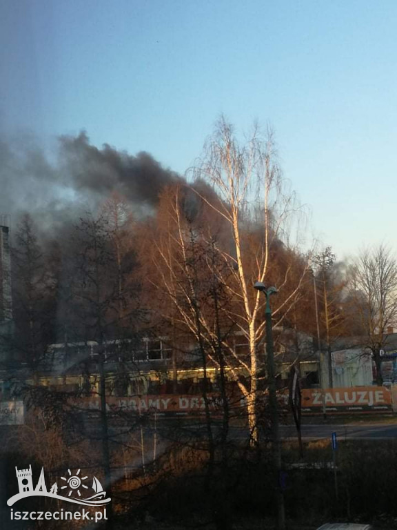 Kłęby czarnego dymu na Koszalińskiej. Od pożaru trawy zajęła się hala