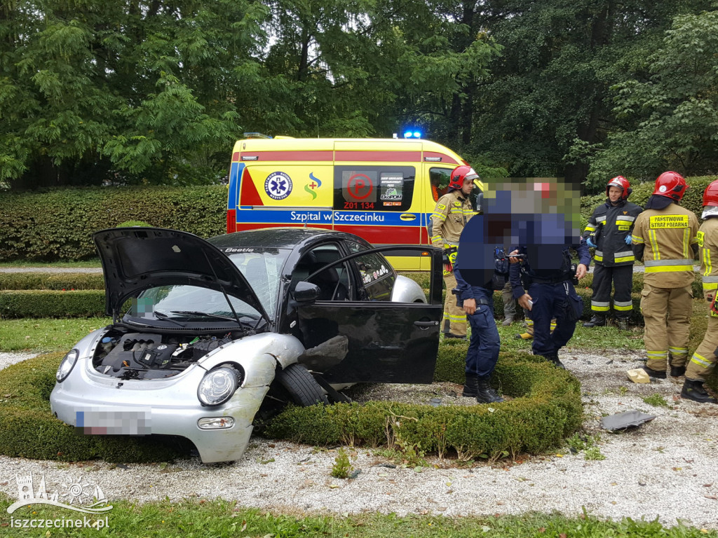 Zasłabł za kierownicą. Samochód wpadł do parku