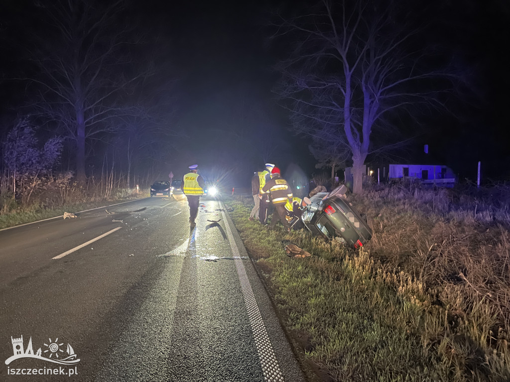 Poważny wypadek na wyjeździe ze Szczecinka. Zderzenie dwóch samochodów