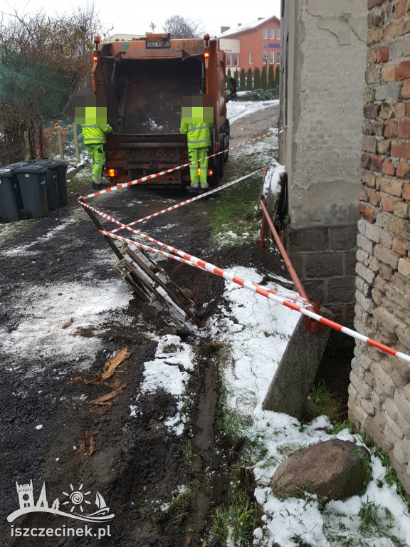 BIAŁY BÓR. Przepust zapadł się pod śmieciarką
