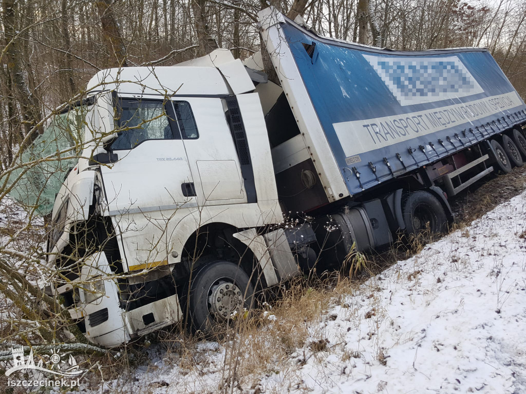 Ciężarówka roztrzaskała się na drzewie, na drodze wojewódzkiej nr 172.