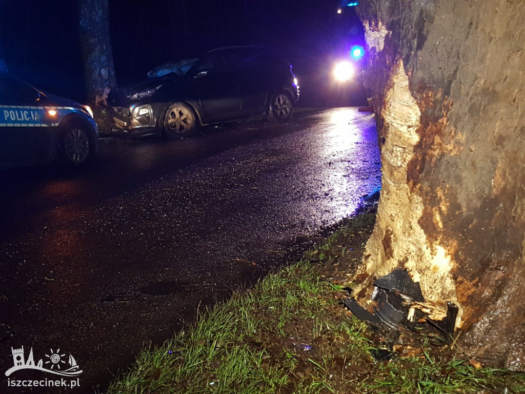 Osobówka rozbiła się na drzewach. Jechało nią trzech mężczyzn