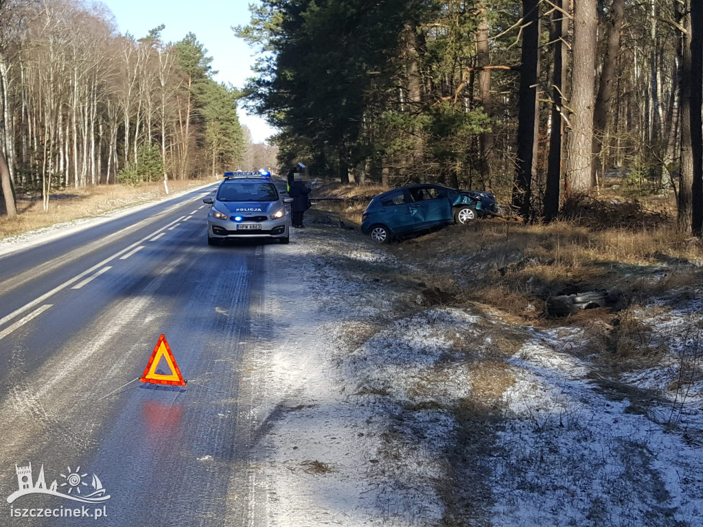 Toyota uderzyła w drzewo na DW201