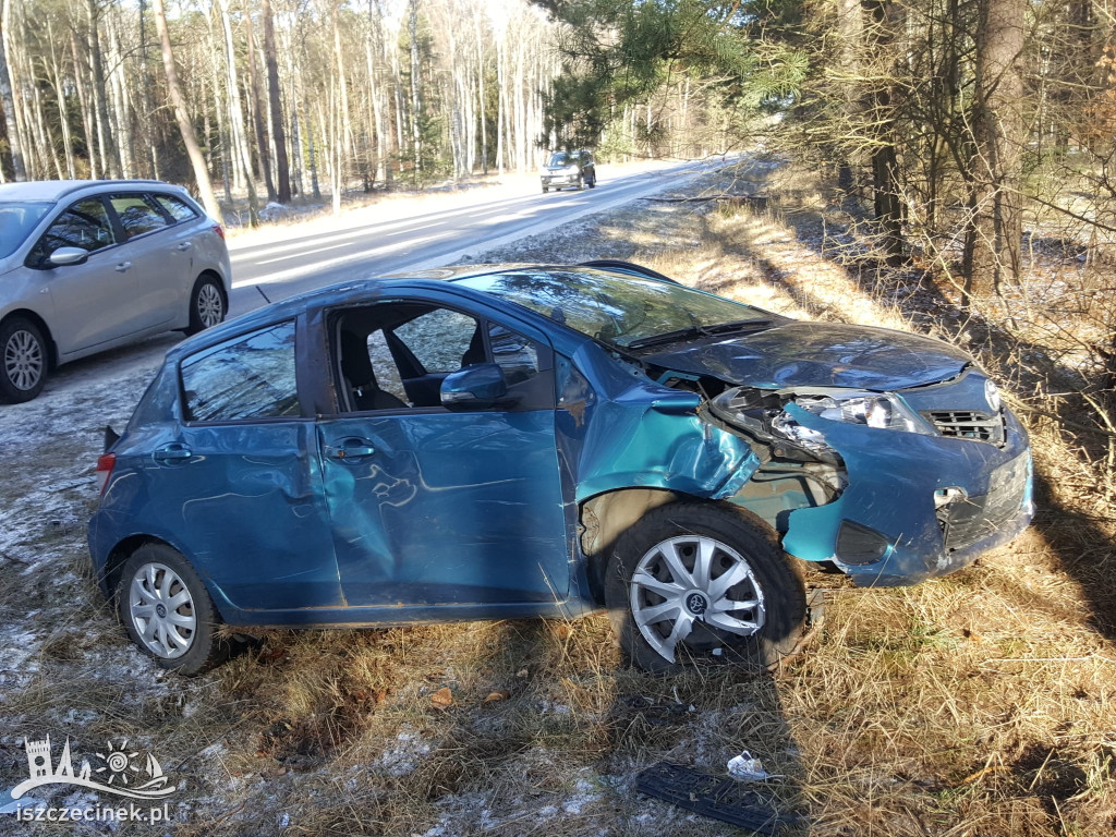 Toyota uderzyła w drzewo na DW201