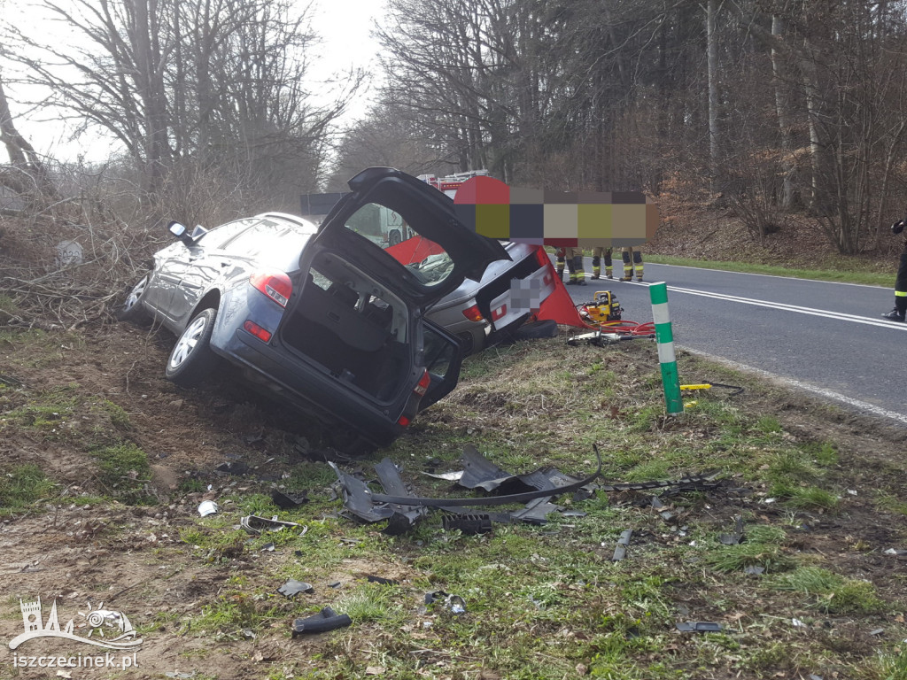 Śmiertelny wypadek pod Szczecinkiem. Nie żyje kierowca BMW, dwie osoby w szpitalu