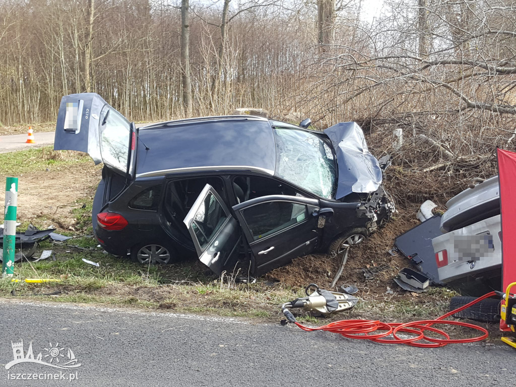 Śmiertelny wypadek pod Szczecinkiem. Nie żyje kierowca BMW, dwie osoby w szpitalu