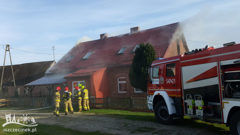Pożar domu w gminie Biały Bór. Spłonęło poddasze
