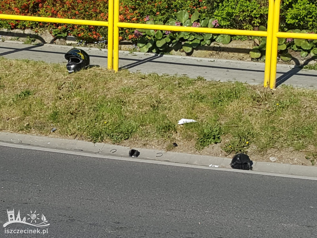 Zderzenie cysterny z motocyklem. O krok od tragedii w centrum Grzmiącej