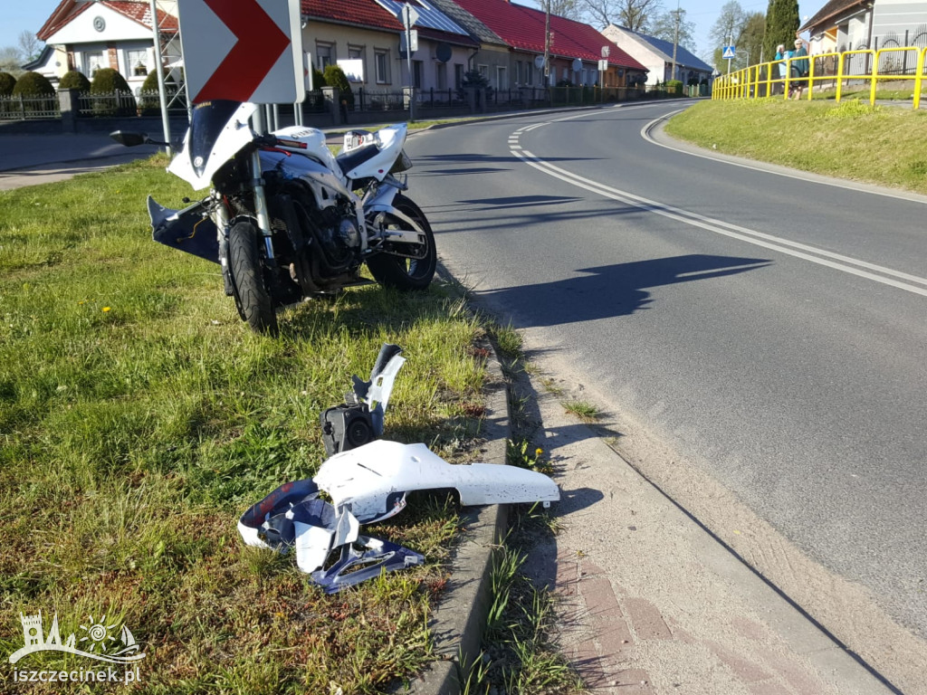 Zderzenie cysterny z motocyklem. O krok od tragedii w centrum Grzmiącej