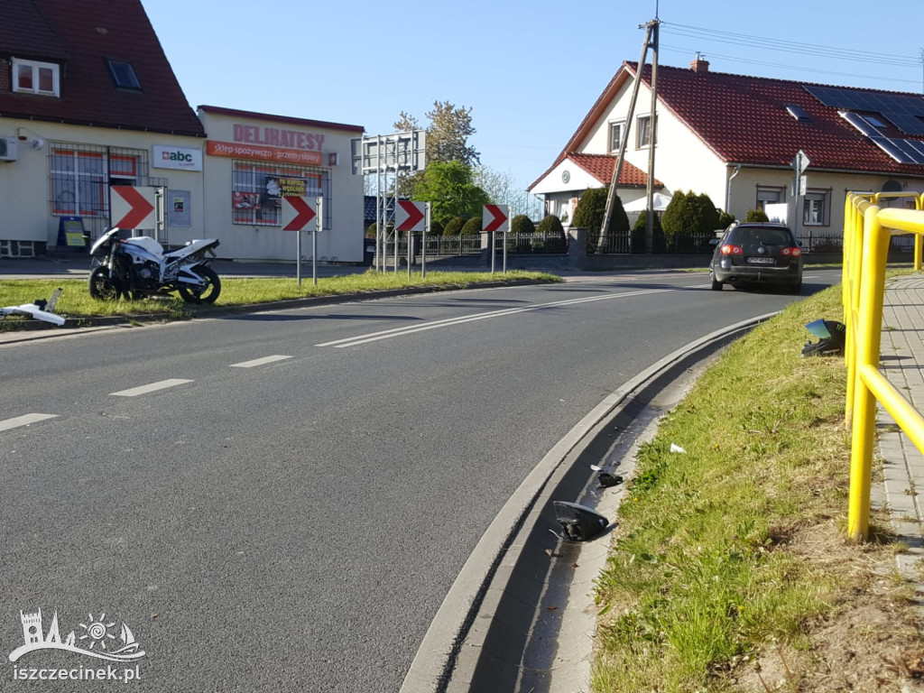 Zderzenie cysterny z motocyklem. O krok od tragedii w centrum Grzmiącej