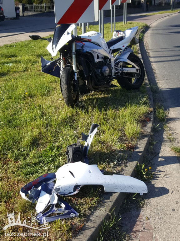 Zderzenie cysterny z motocyklem. O krok od tragedii w centrum Grzmiącej