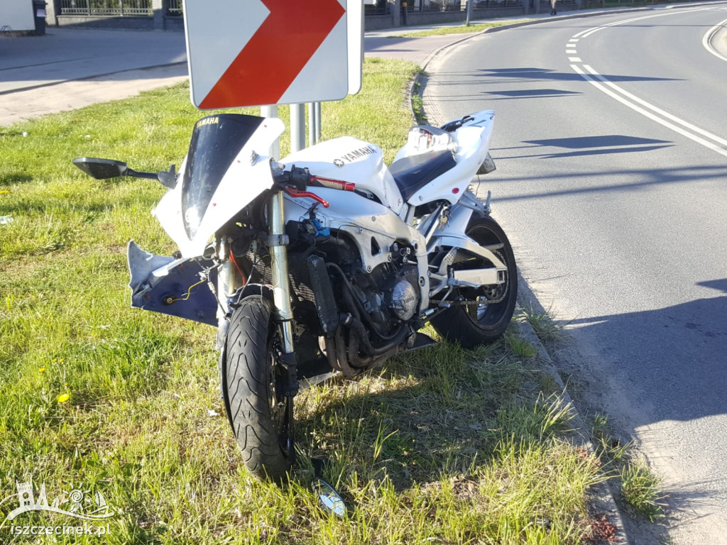 Zderzenie cysterny z motocyklem. O krok od tragedii w centrum Grzmiącej