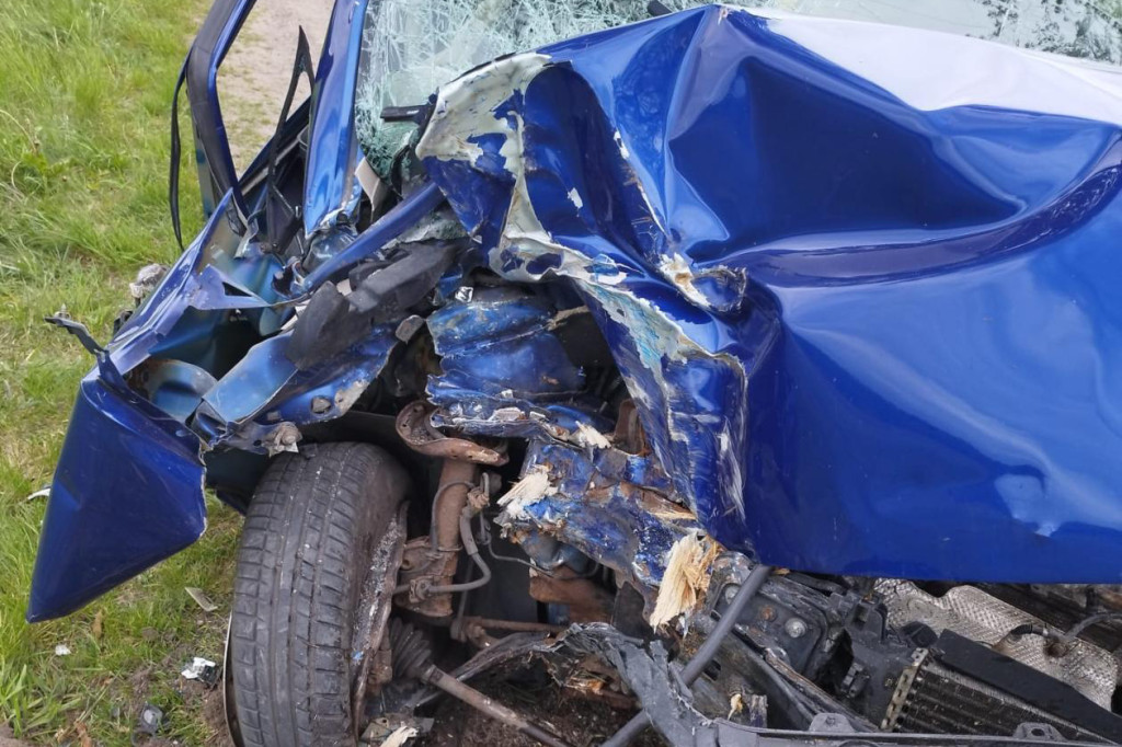 Fiat uderzył w drzewo pod Wierzchowem