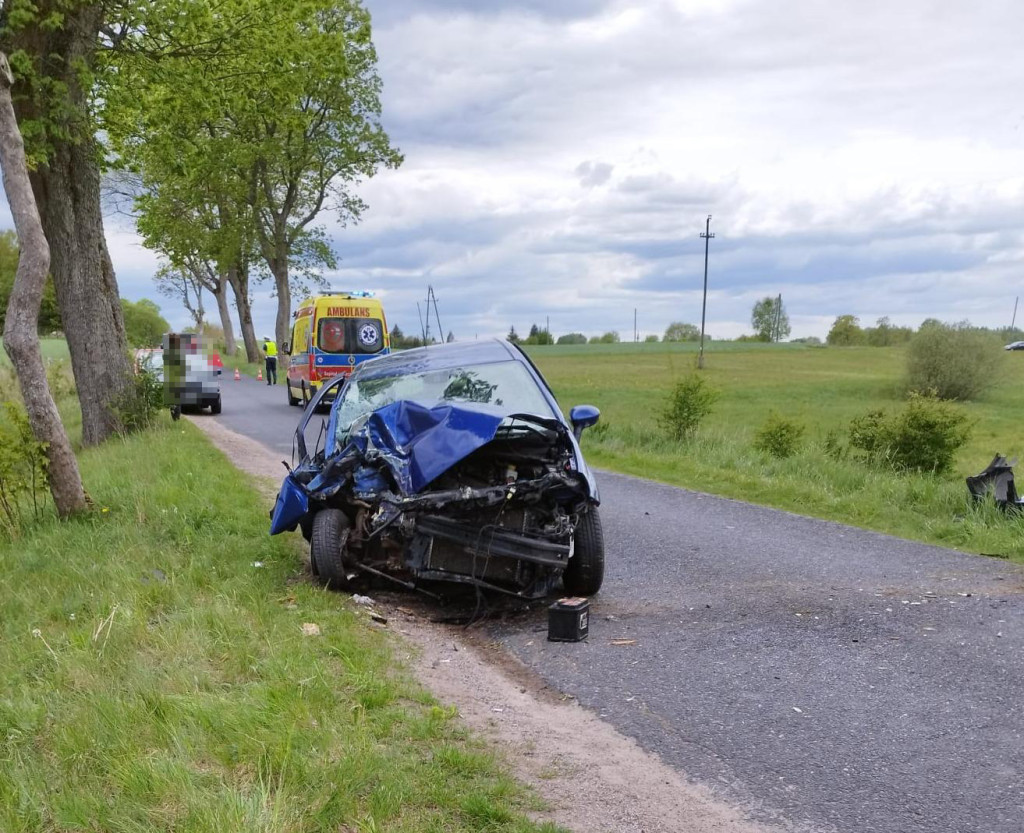 Fiat uderzył w drzewo pod Wierzchowem