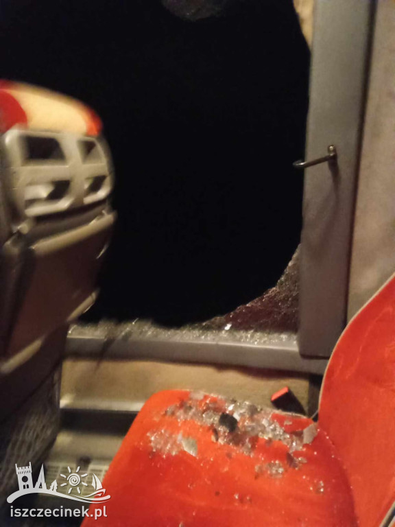 Autobus wiozący dzieci otarł się o drzewo. Z powybijanymi szybami pojechał dalej