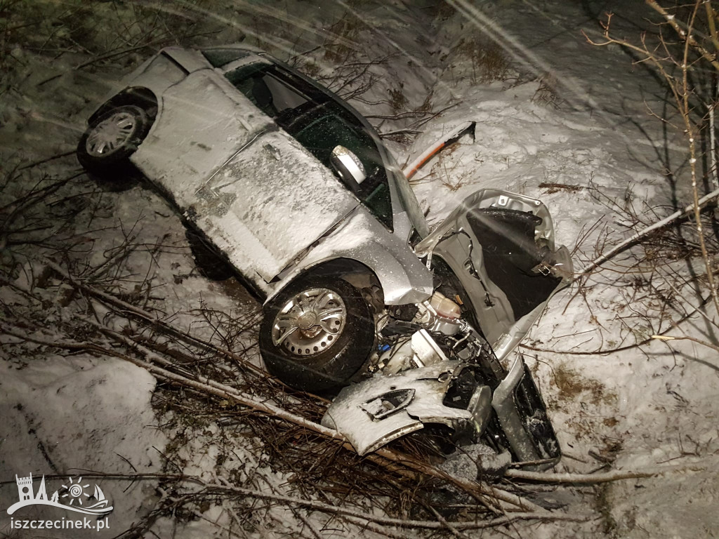 Wypadek pod Barwicami. Dwie młode osoby w szpitalu [ZDJĘCIA]