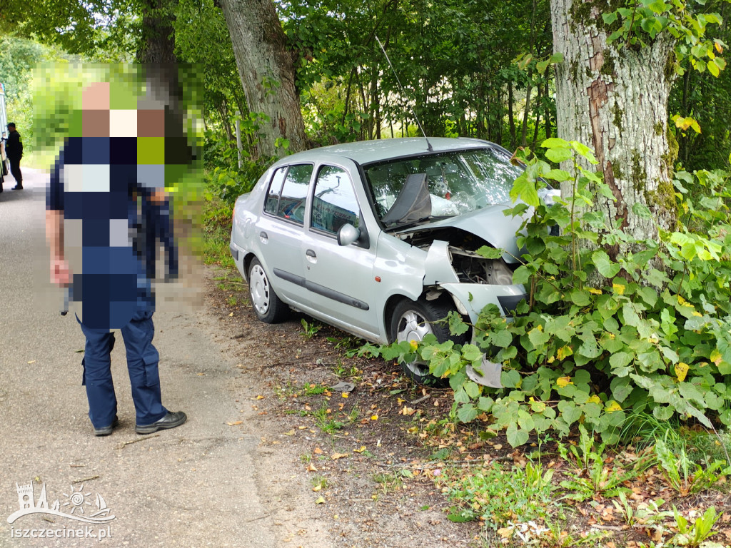 Wypadek w Mieszałkach. Samochód uderzył w drzewo