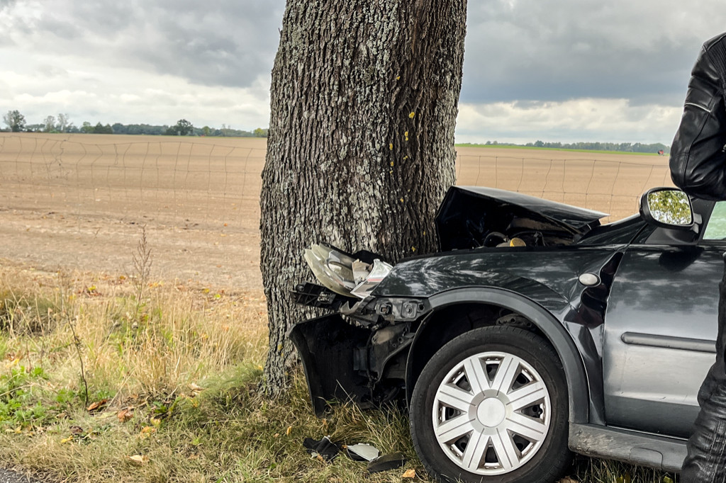 Opel uderzył w drzewo. Jedna osoba ranna