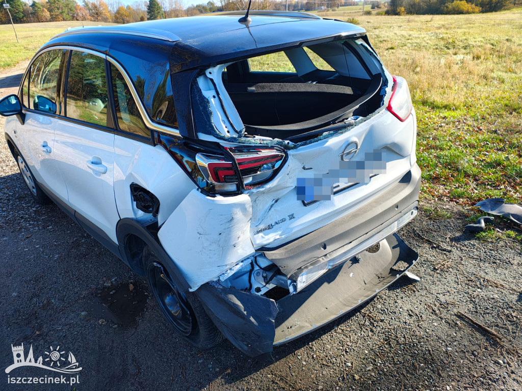 Kolizja Suzuki z Oplem na DK 11 w gminie Szczecinek – auta uszkodzone, brak poszkodowanych