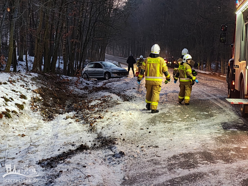 Peugeot roztrzaskany na drzewie! Kierowca trafił do szpitala