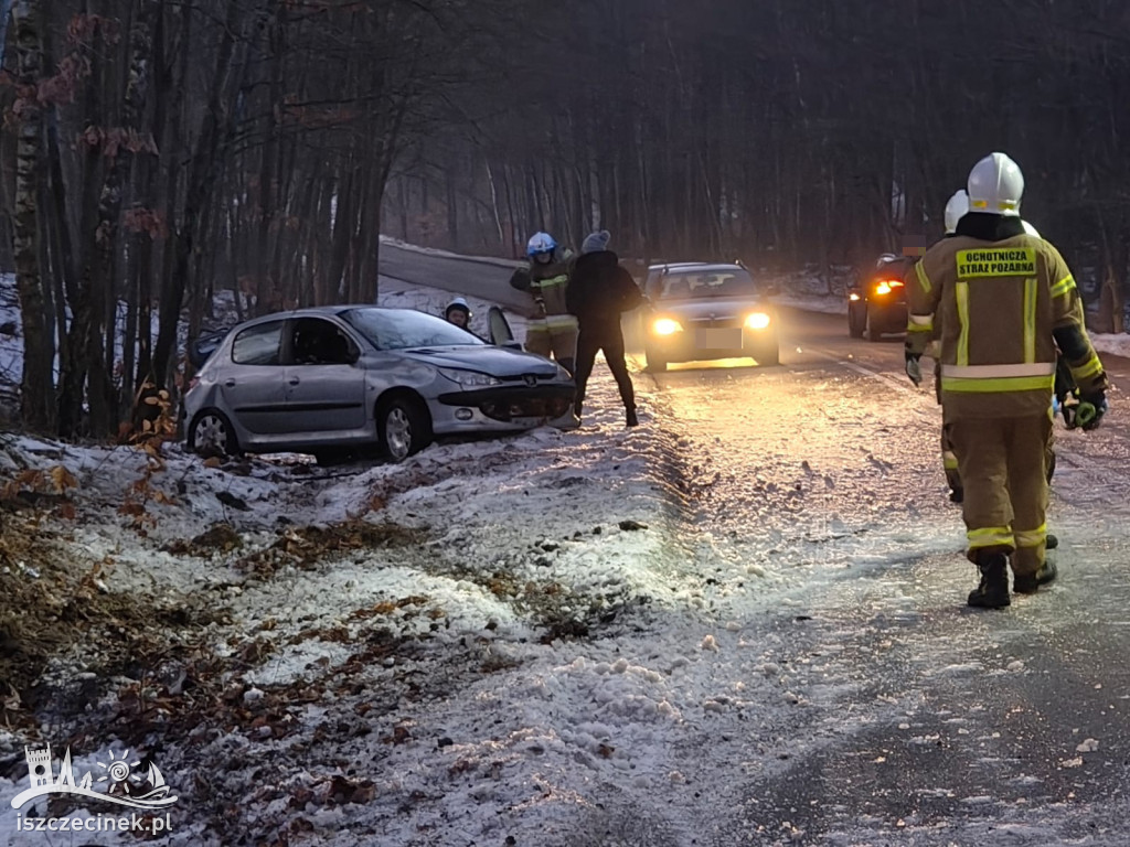 Peugeot roztrzaskany na drzewie! Kierowca trafił do szpitala