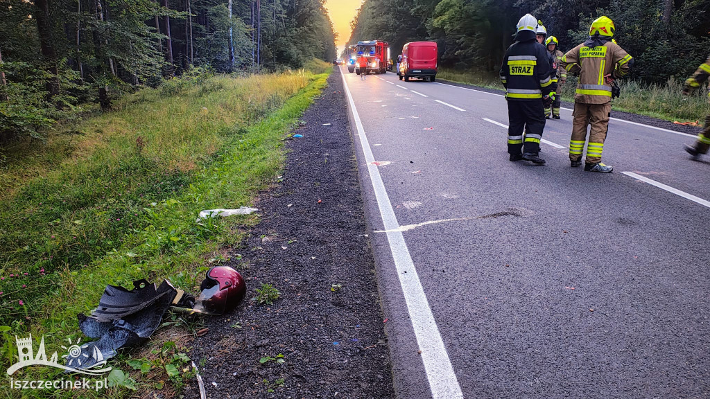 Tragiczny wypadek na DK25. Zginął motorowerzysta