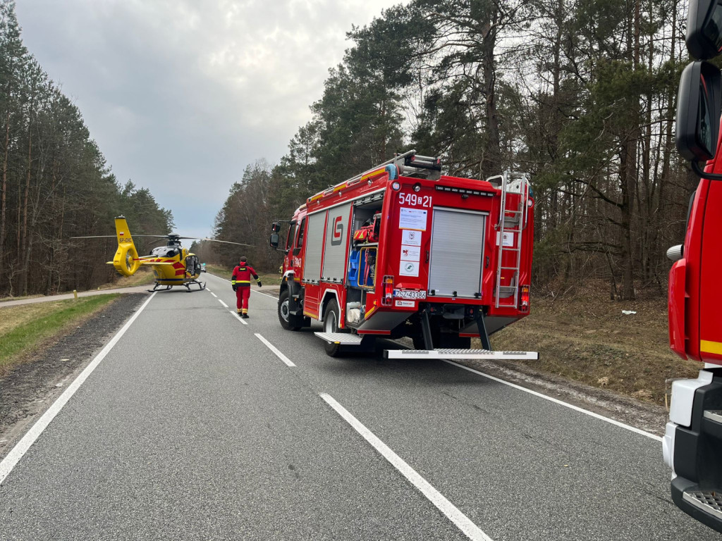 Wypadek na DK25 z udziałem motocykla