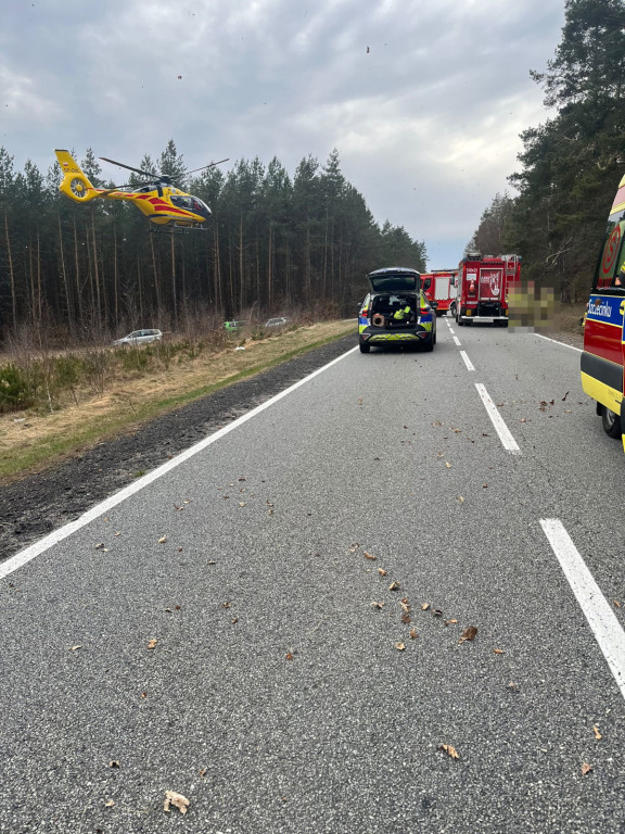 Wypadek na DK25 z udziałem motocykla