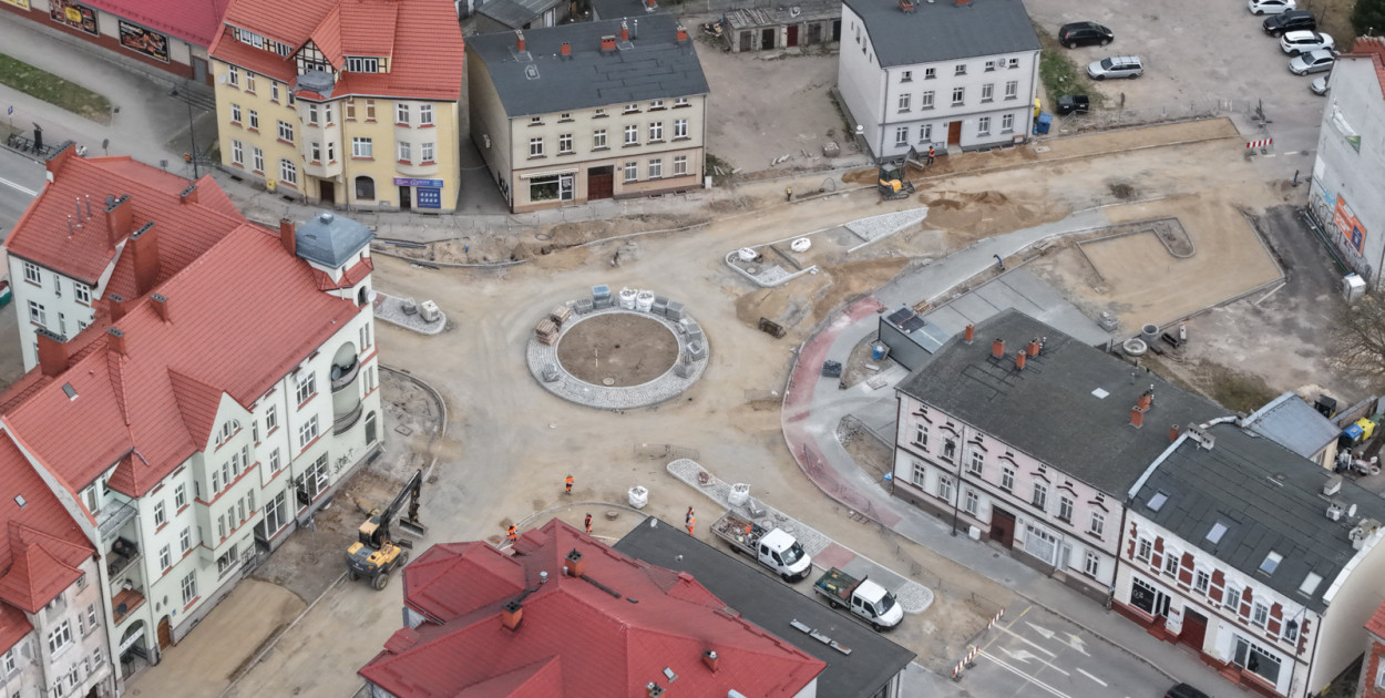 Budowa ronda w centrum Szczecinka