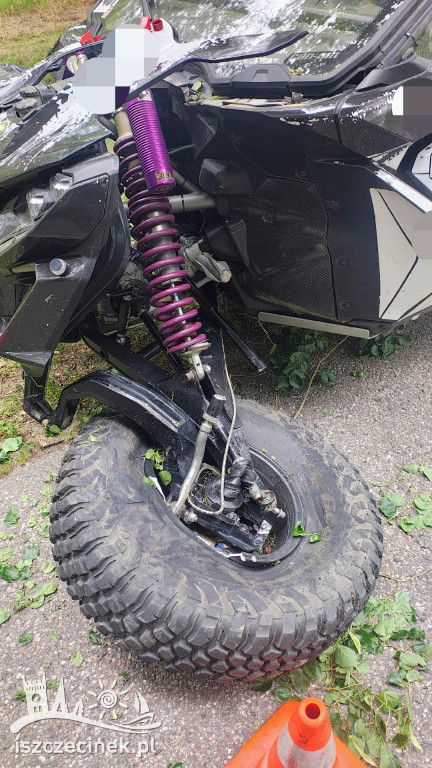 Bus zderzył się z Buggy i uderzył w drzewo.