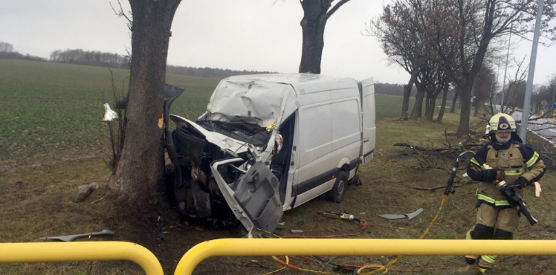 Tragedia na drodze. Drzewo spadło na busa. Jedna osoba nie żyje