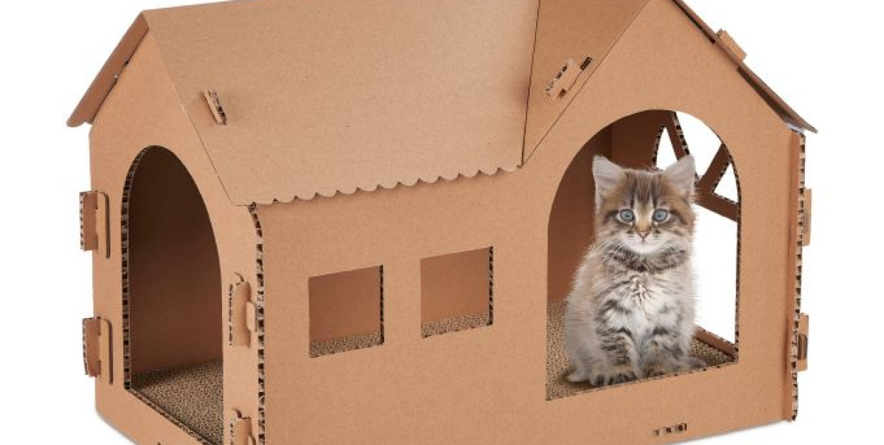 Domek dla kota - na zimę, na dwór, z kartonu