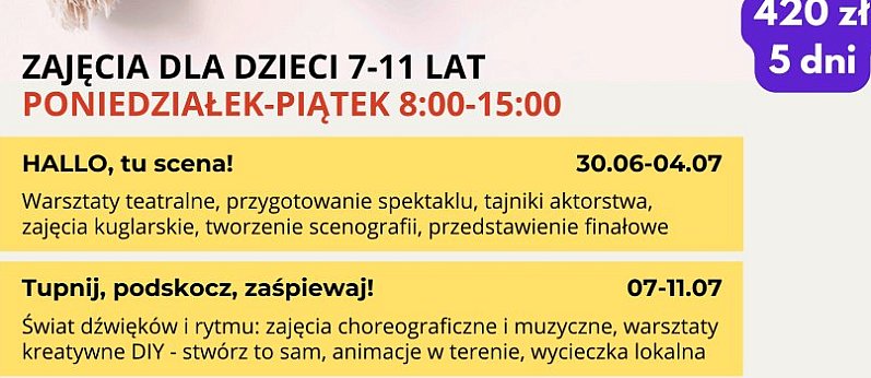 Zajęcia wakacyjne dla dzieci "Przytul wakacje 2025"