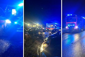 Zderzenie dwóch aut na DW171. Kobieta i dziecko trafili do szpitala.-51411