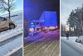 Poślizg za poślizgiem. Zima pokazuje kierowcom swoją siłę-51841